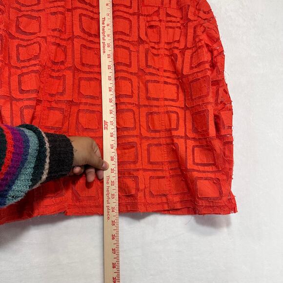 Ruby Road Orange Sheer Top Plus 20W‎ Mother of Pearl Buttons 3/4 Roll Tab Fringe - Picture 7 of 10